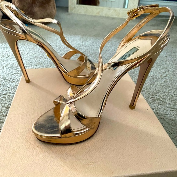 Authentic PRADA Metallic Bronze Sandals size 38.5, they run small! - Picture 7 of 8